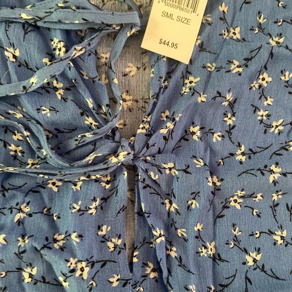 PAC Sun Sundress Blue with flowers  and keyhole at chest tie - Picture 3 of 4